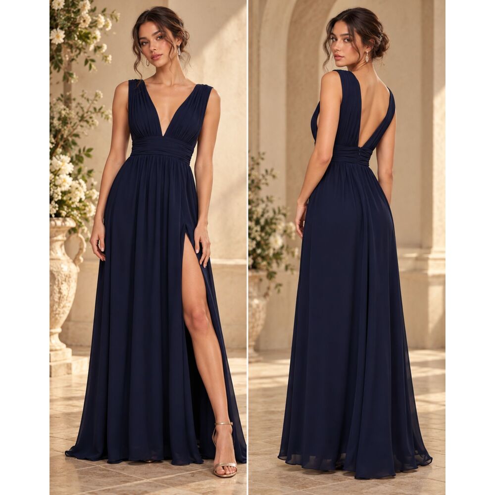 Lulus Heavenly Hues Maxi Dress Navy Blue Size S NWT